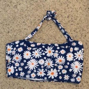 Blue daisy bikini top
